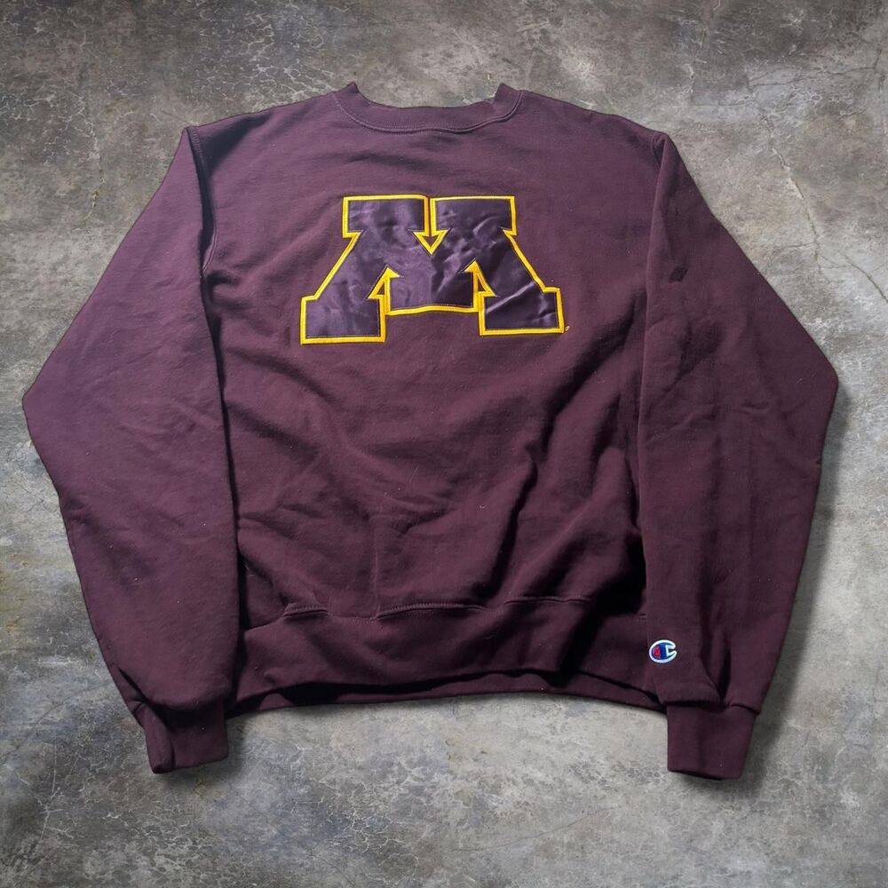 Champion Sweatshirt Mens Maroon Medium Minnesota Golden Gophers NCAA Vintage